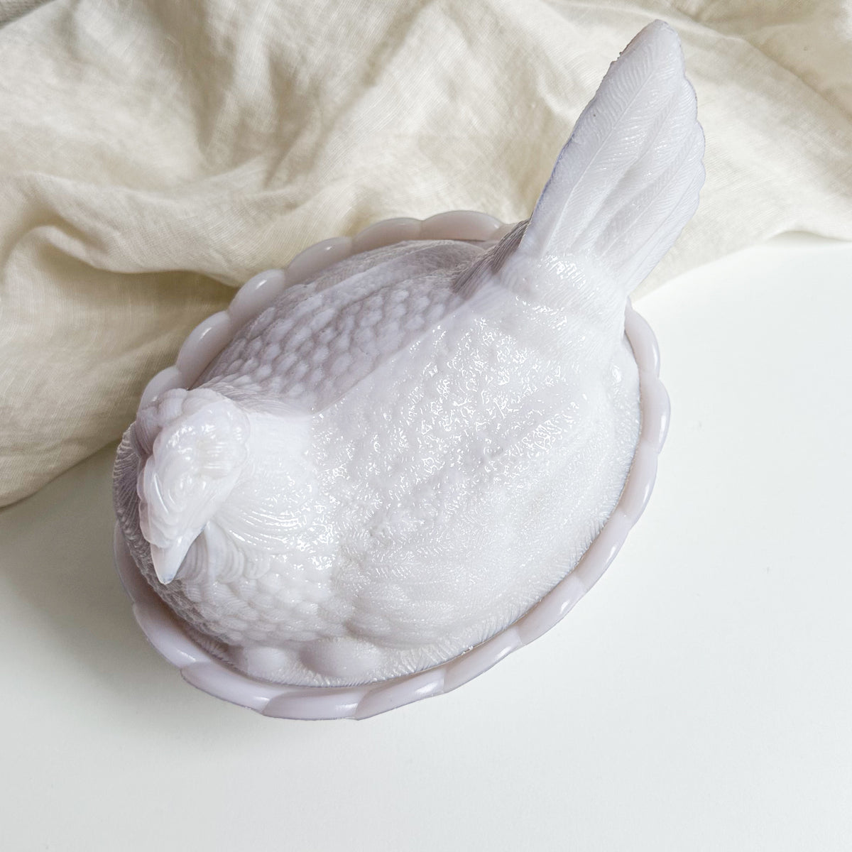 Milk Glass Hen on Nest