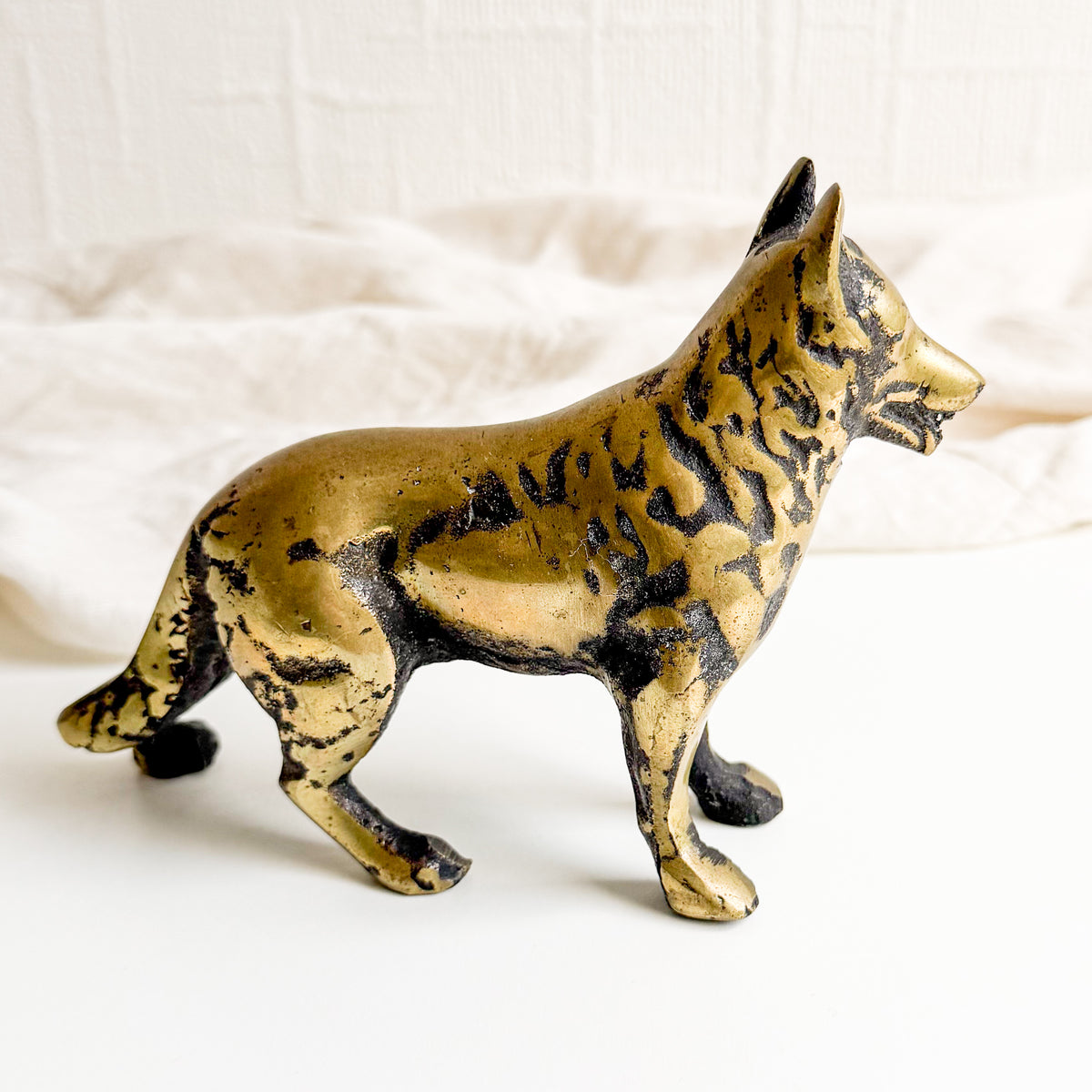 Heavy Brass Dog Figurine