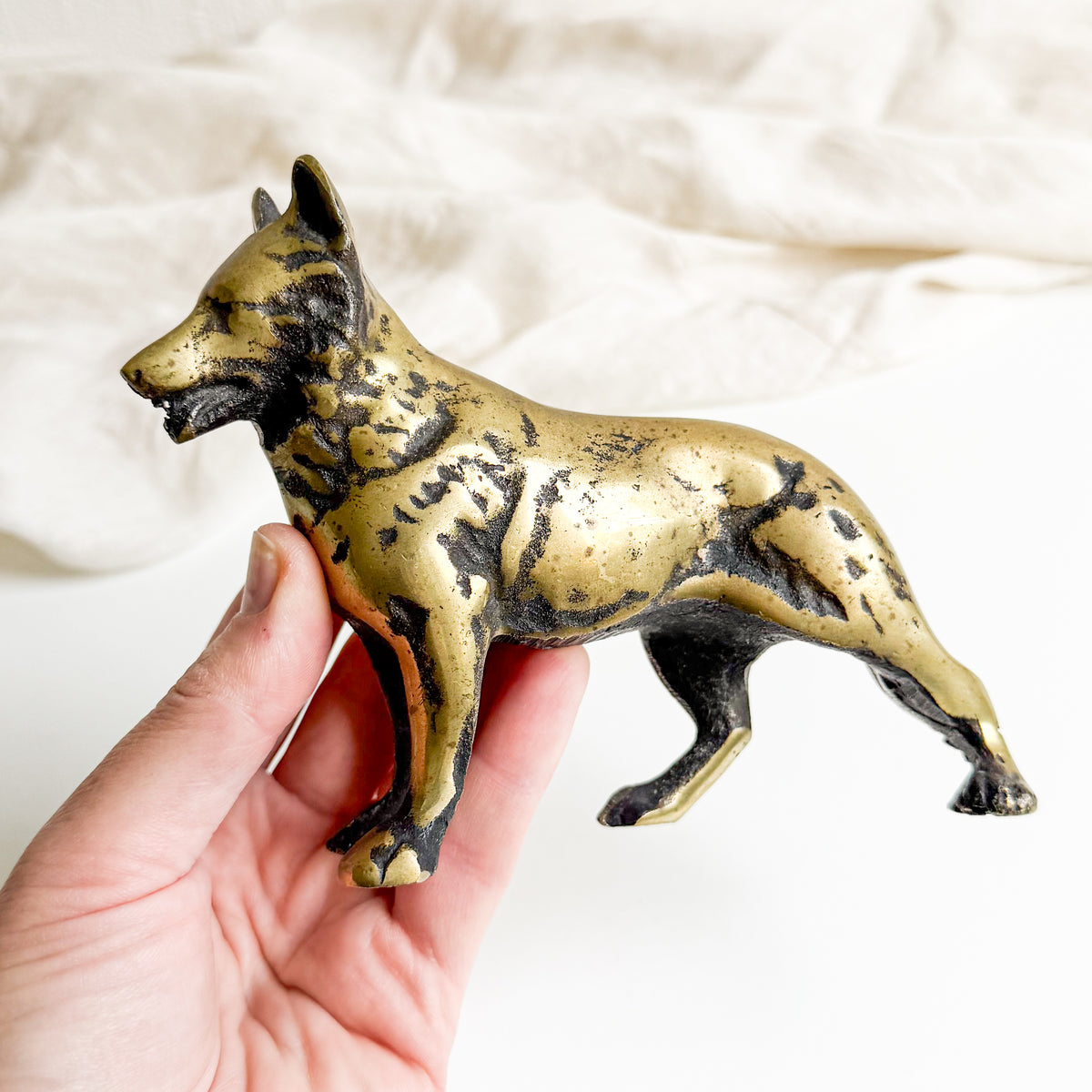 Heavy Brass Dog Figurine