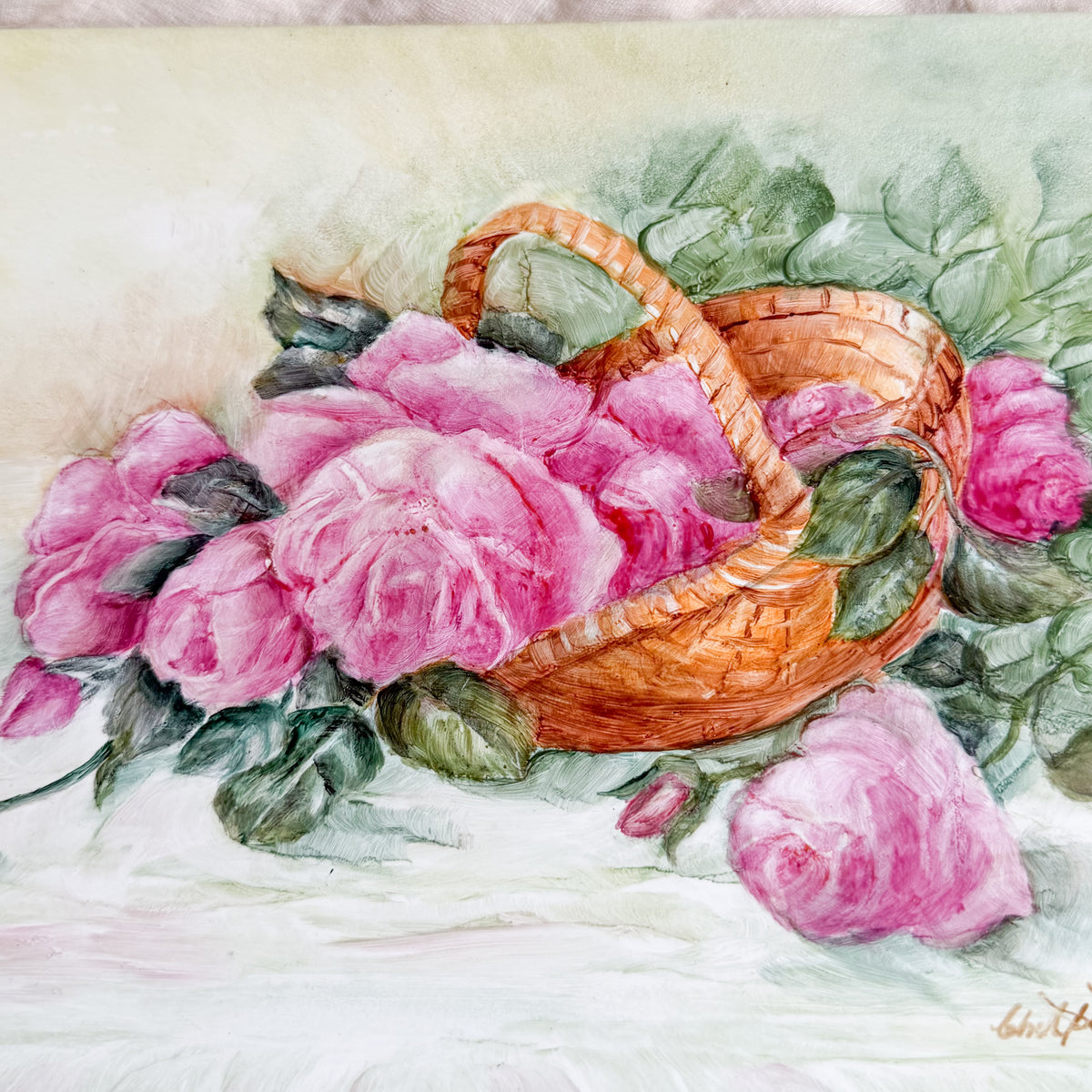 Hand Painted Floral Ceramic Tile