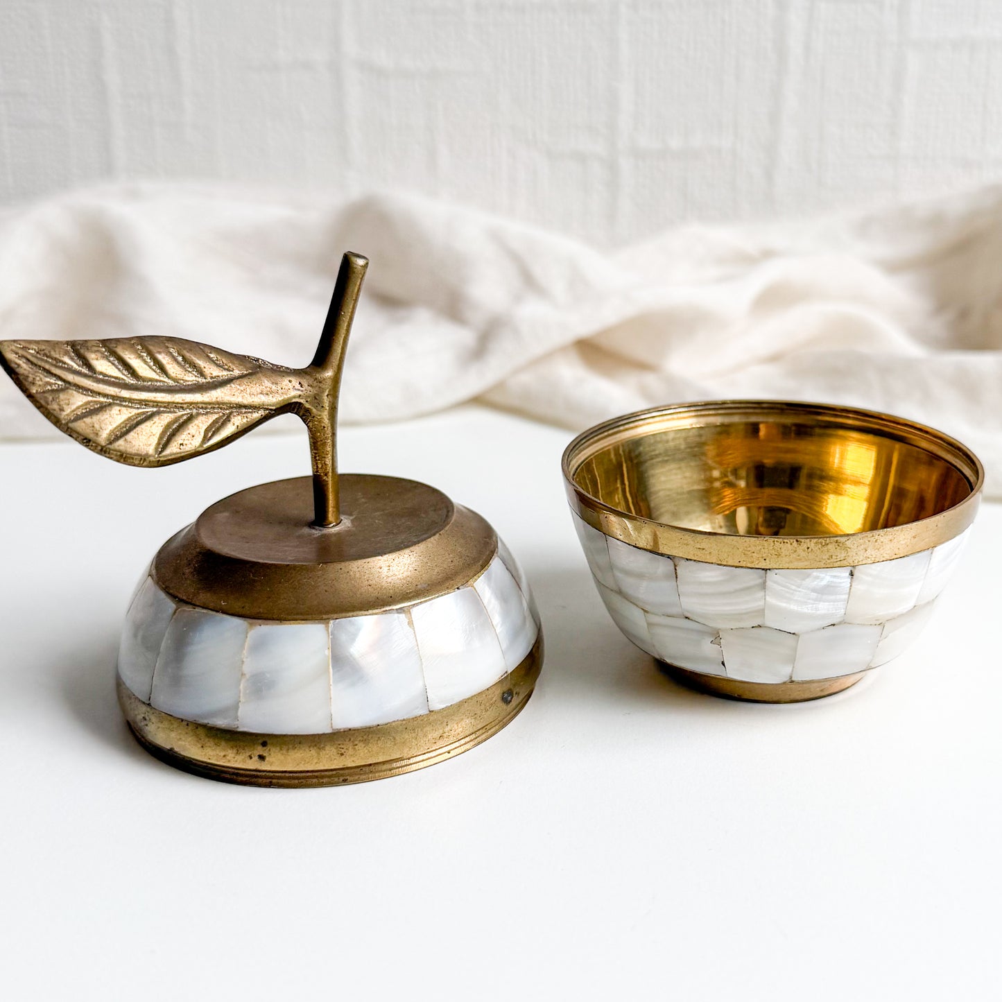 Brass and Mother of Pearl Apple Box 2