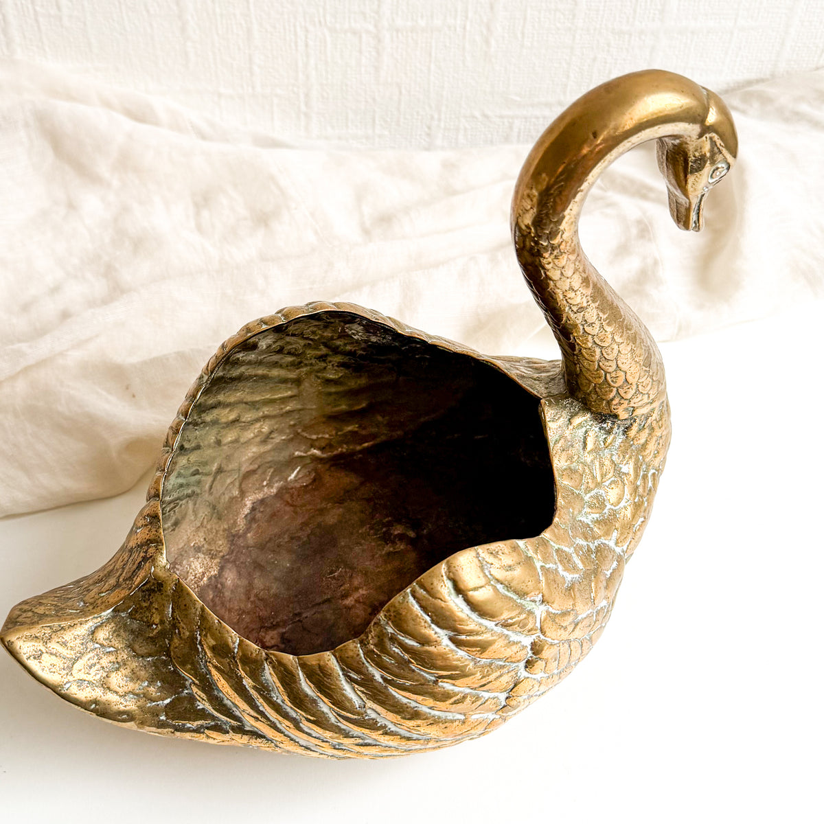 Brass Swan Planter