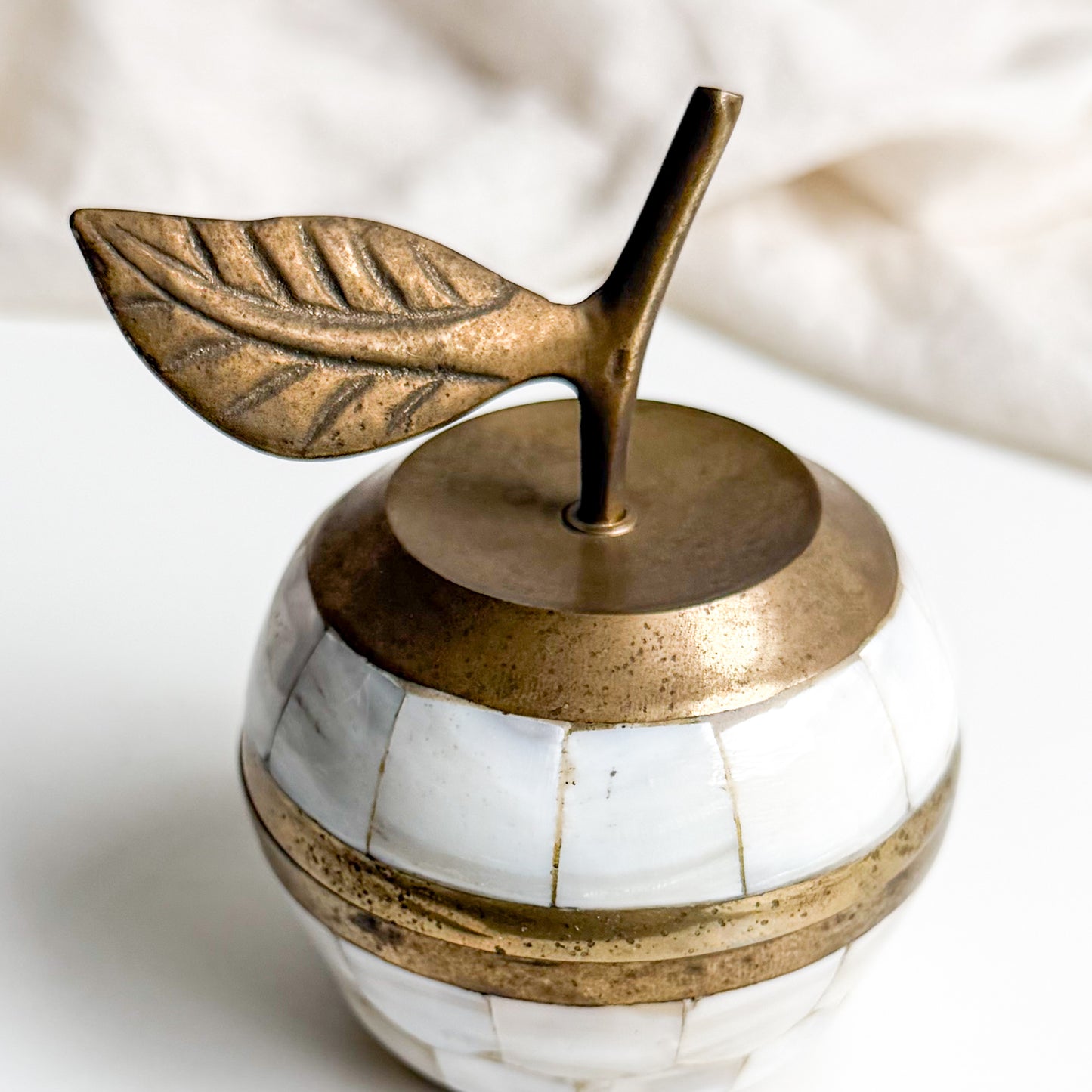 Brass and Mother of Pearl Apple Box 1
