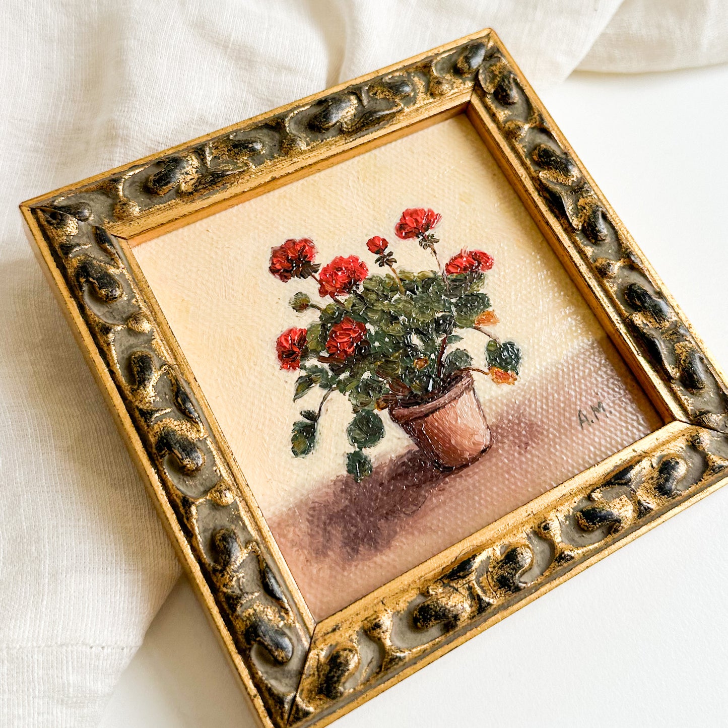 “Red in a Pot” - Original Oil Painting