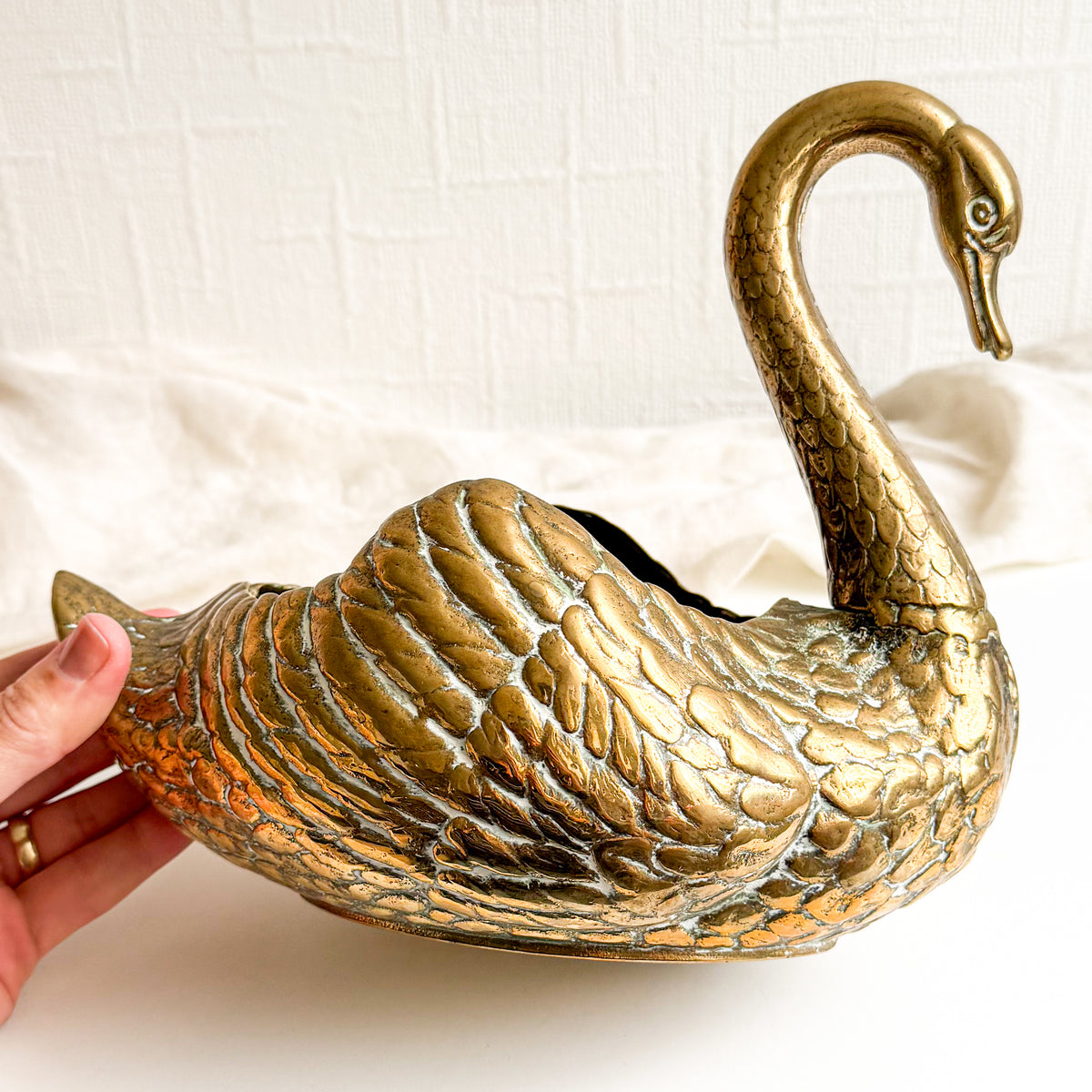 Brass Swan Planter
