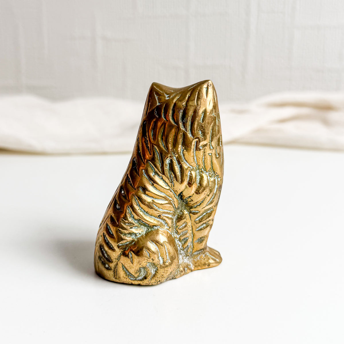 Small Sitting Brass Cat