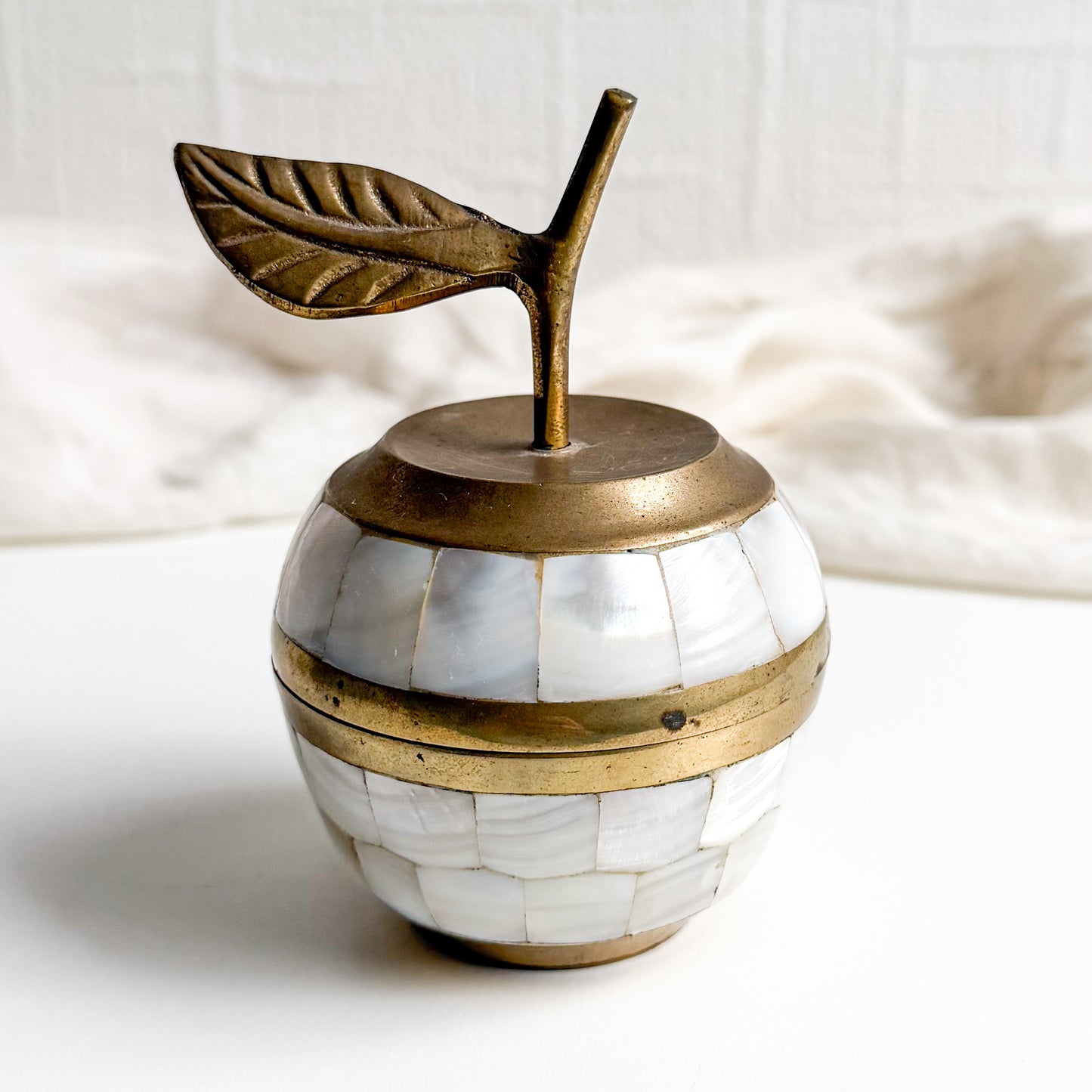 Brass and Mother of Pearl Apple Box 2