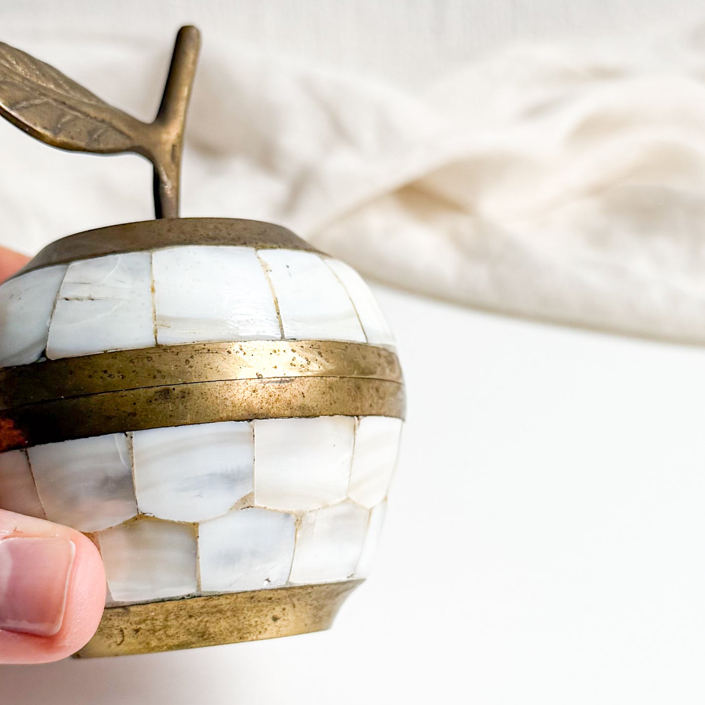 Brass and Mother of Pearl Apple Box 1