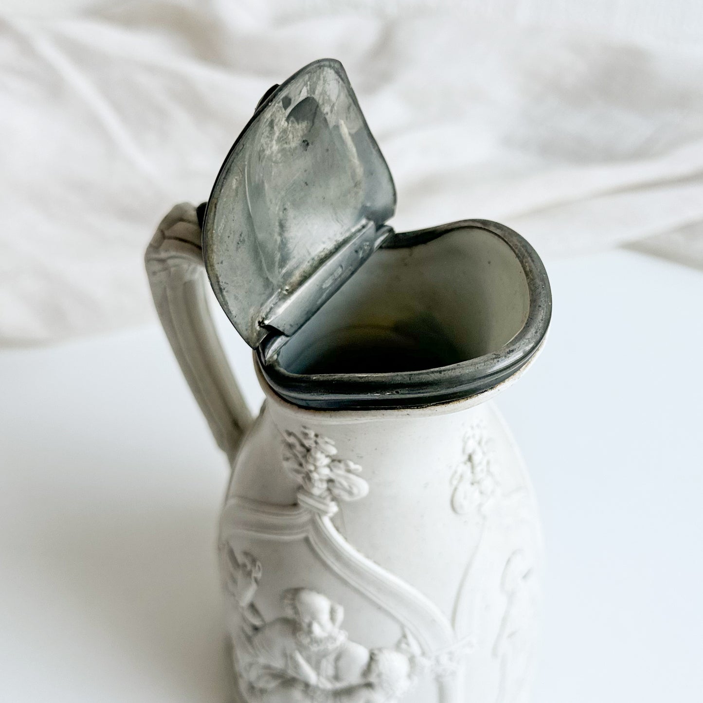 Victorian Moulded Jug with Pewter Lid
