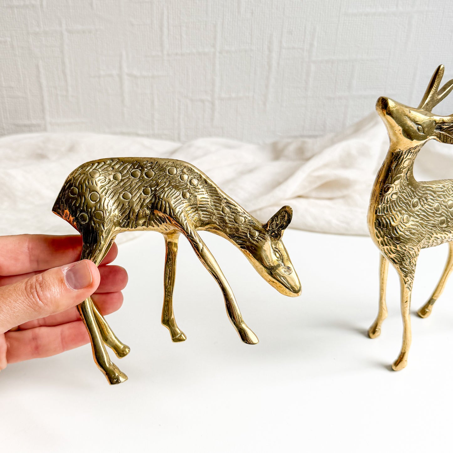 Pair of Brass Deer