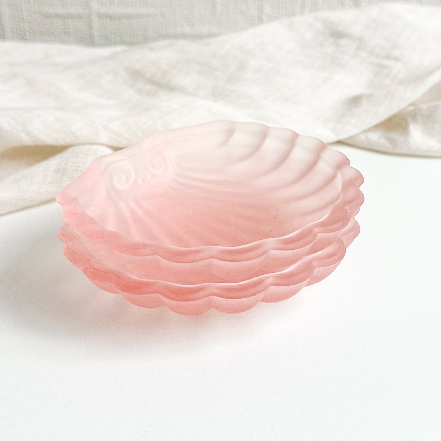 Pair of Pink Glass Shell Dishes