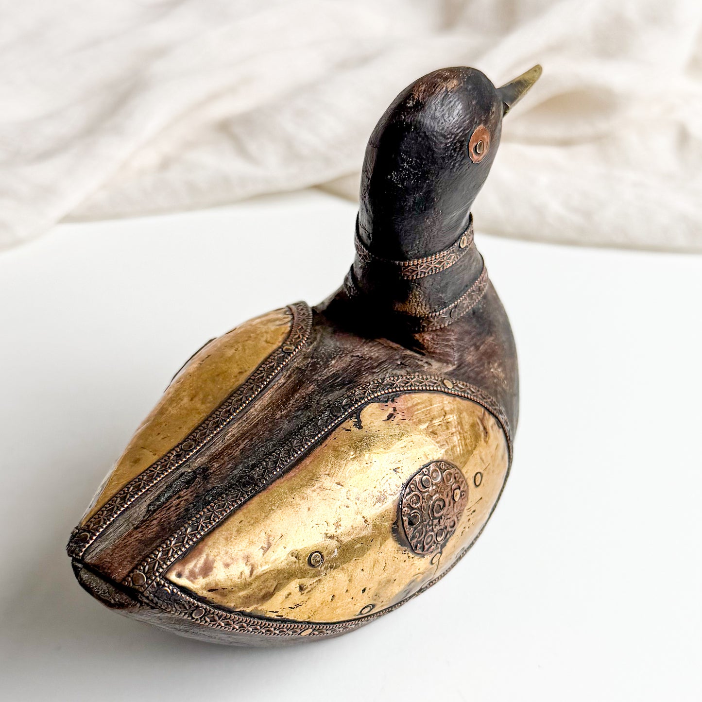 Wooden Duck with Brass Inlay