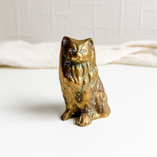 Small Sitting Brass Cat