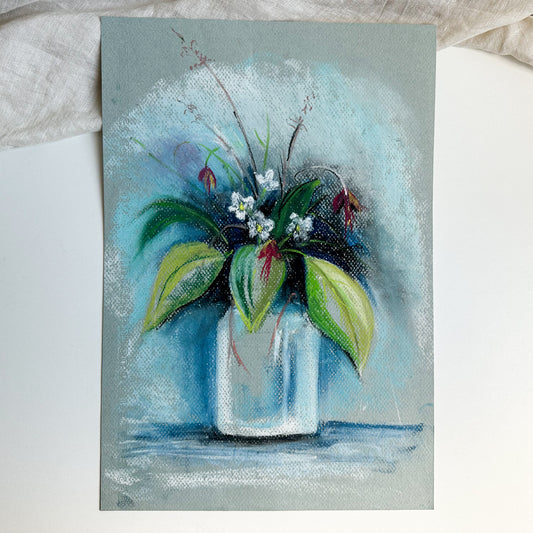 Unframed Oil Pastel - Flowers