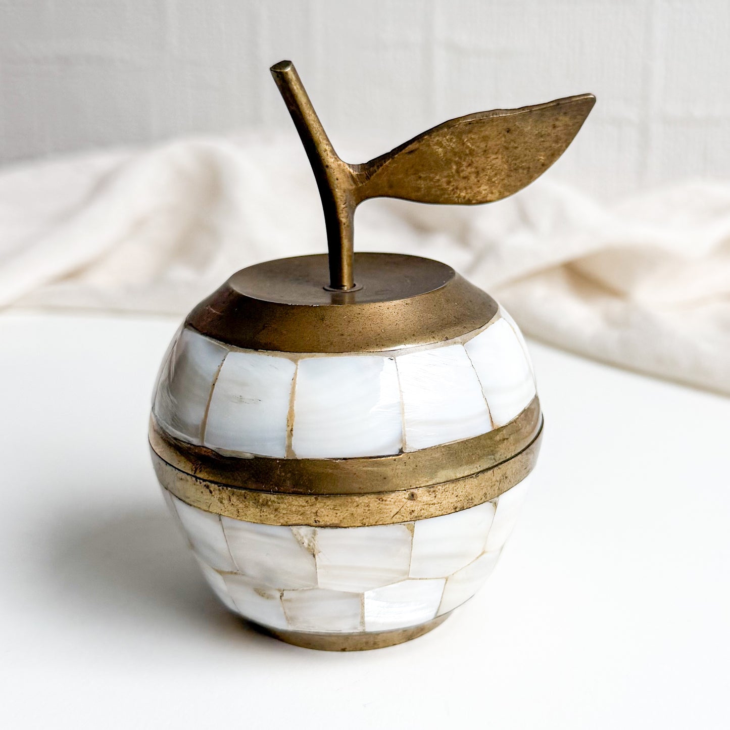 Brass and Mother of Pearl Apple Box 1