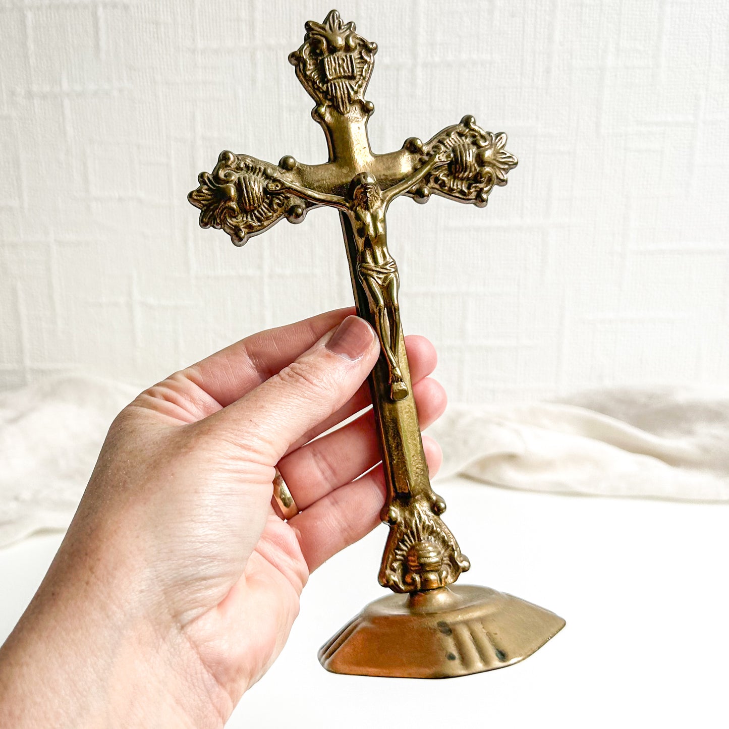 Freestanding Brass Crucifix