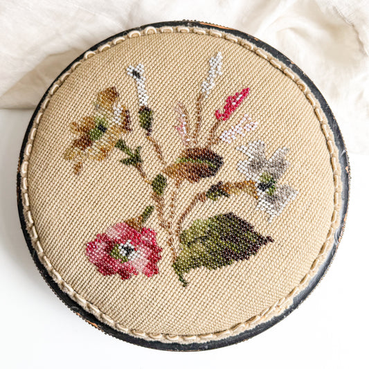 Victorian Footstool with Beadwork Embroidery
