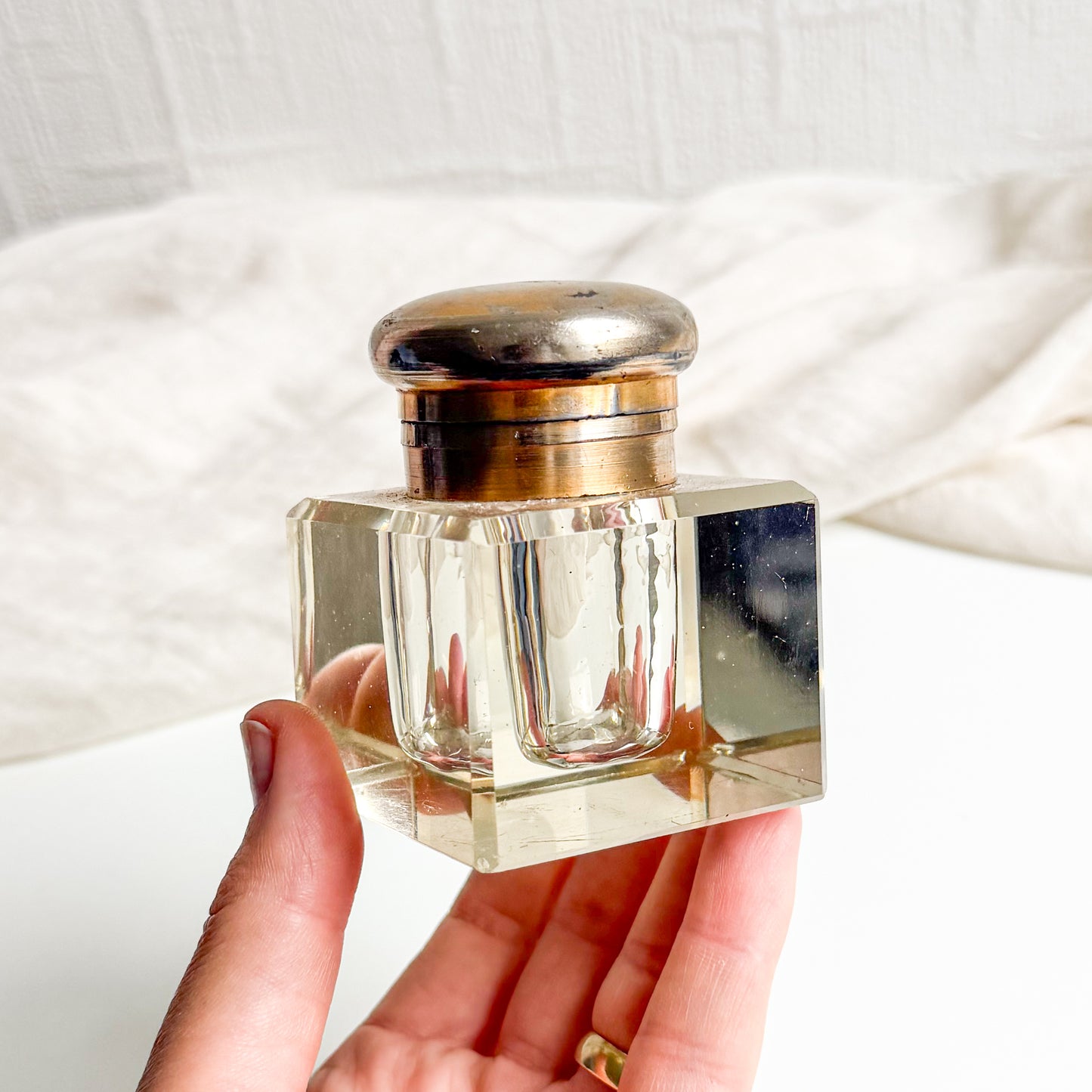 Antique Crystal Inkwell