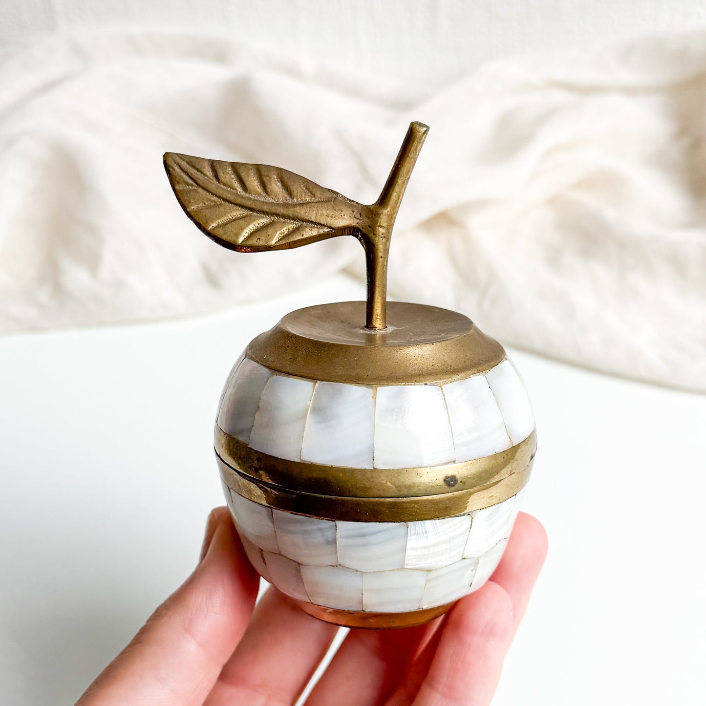 Brass and Mother of Pearl Apple Box 2
