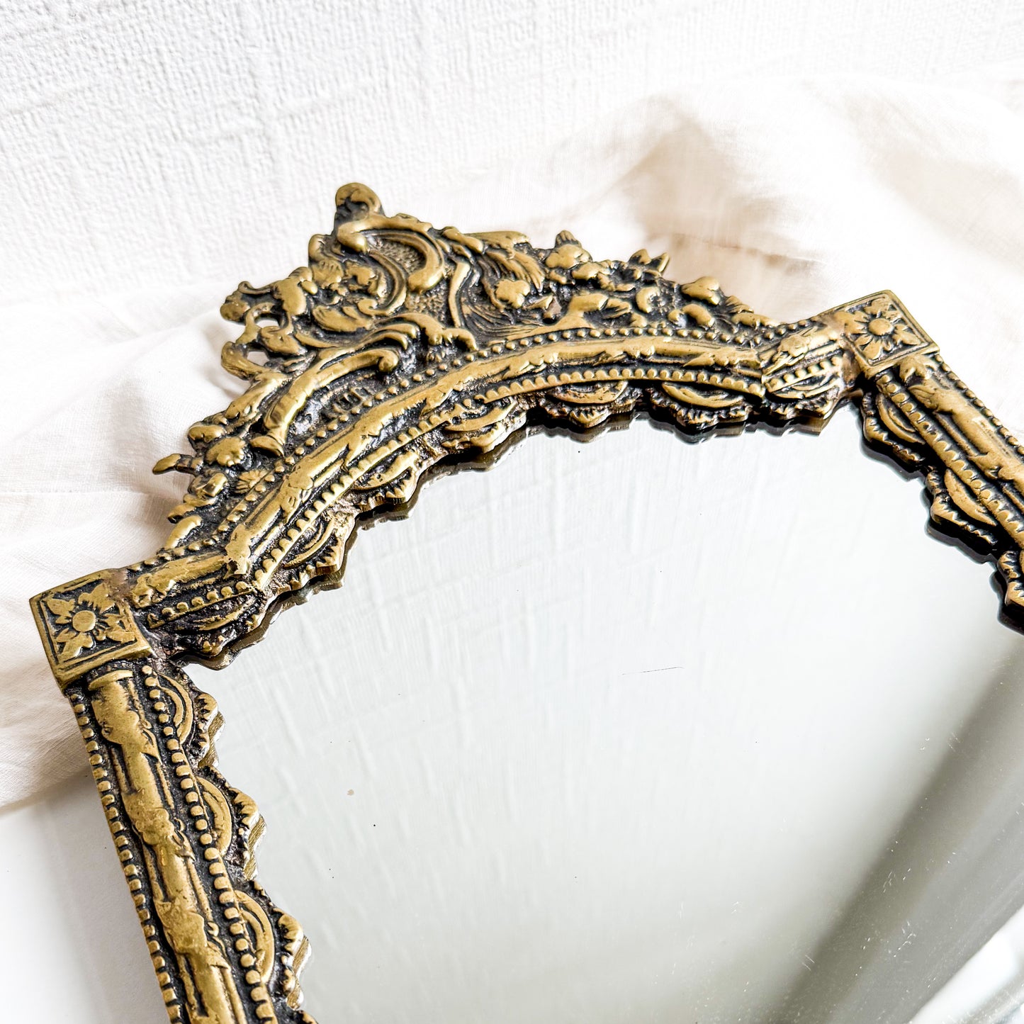 Ornate Brass Table Mirror