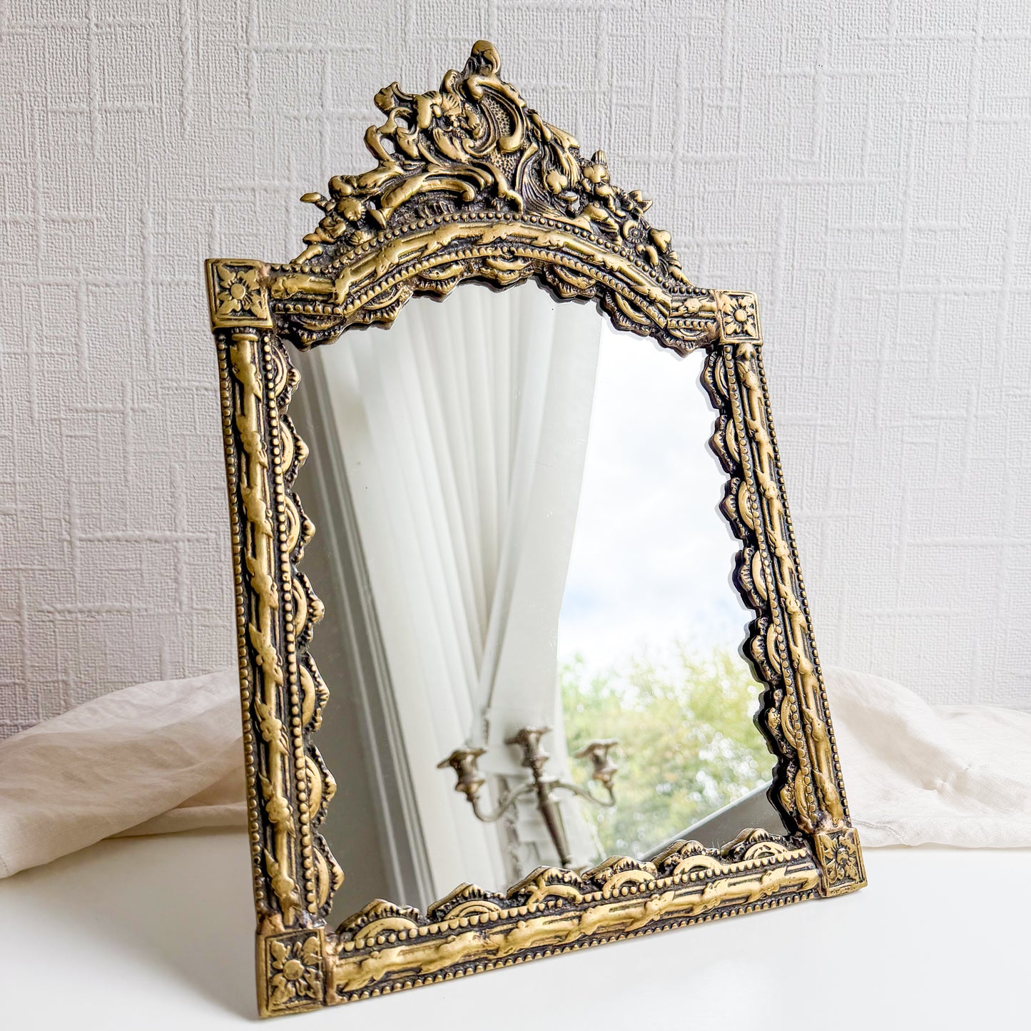 Ornate Brass Table Mirror