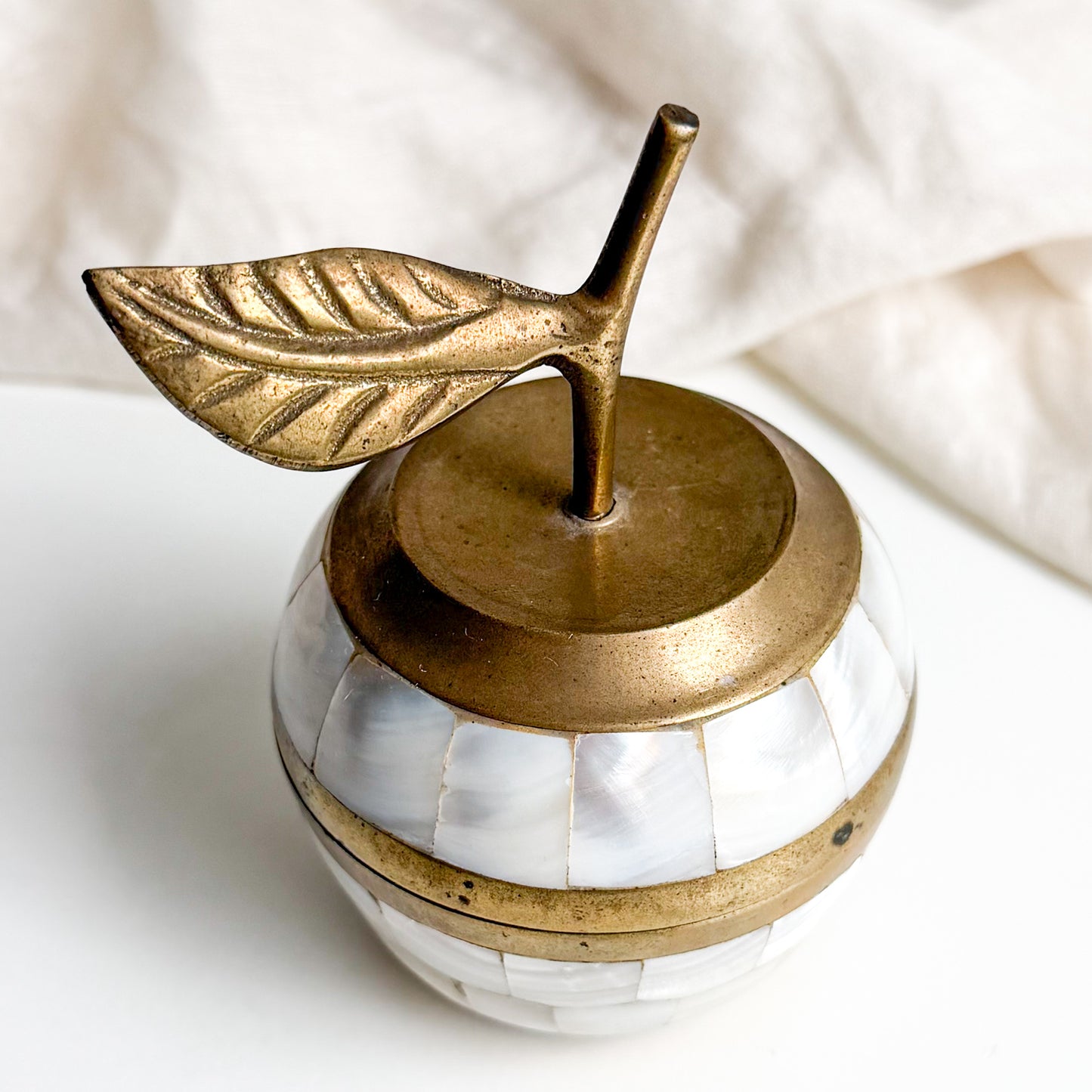 Brass and Mother of Pearl Apple Box 2