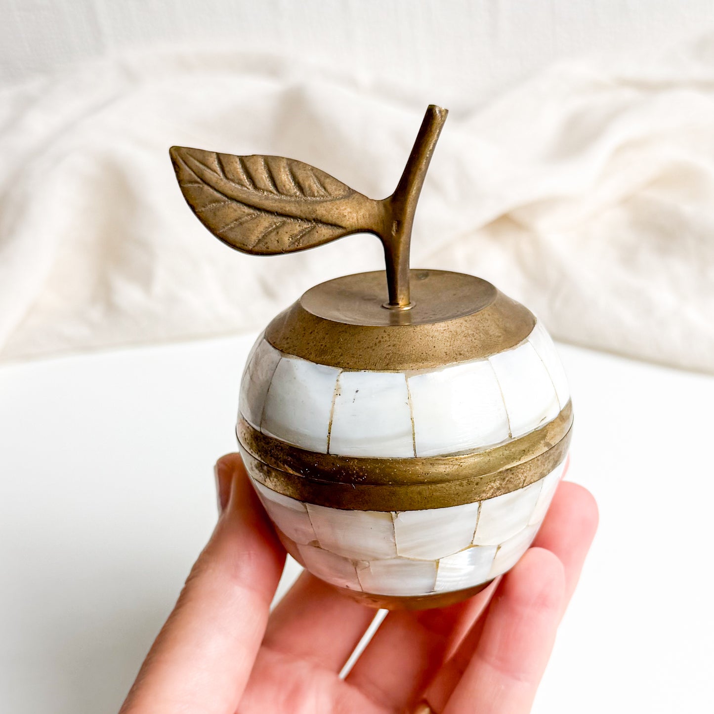 Brass and Mother of Pearl Apple Box 1