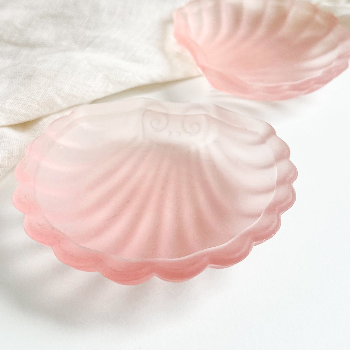 Pair of Pink Glass Shell Dishes