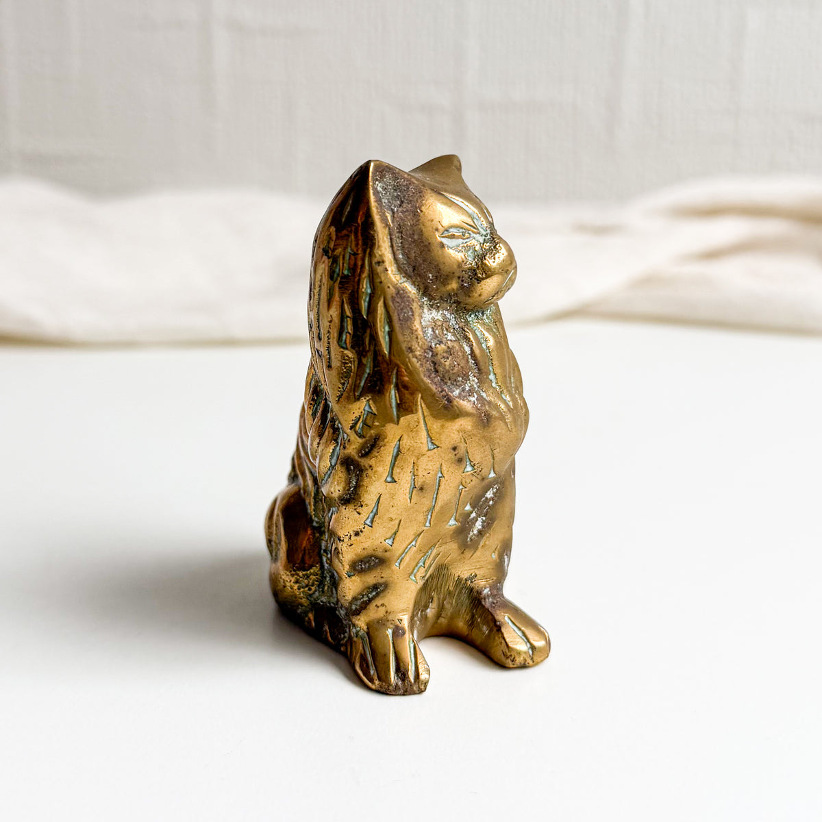 Small Sitting Brass Cat