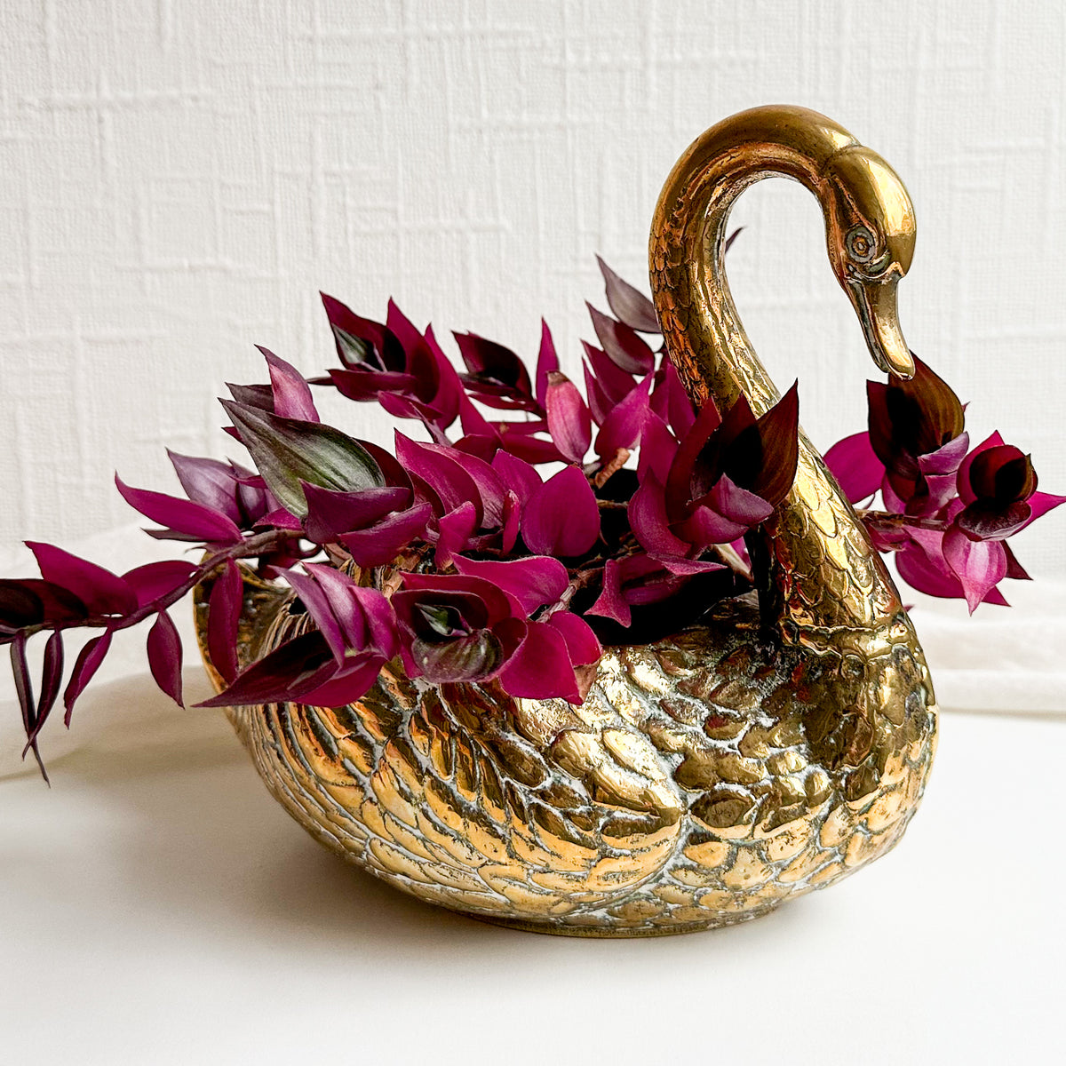 Brass Swan Planter