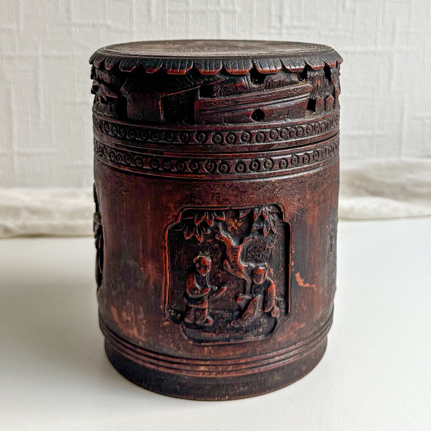 Chinese Carved Bamboo Tobacco Box