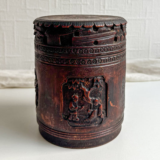 Chinese Carved Bamboo Tobacco Box