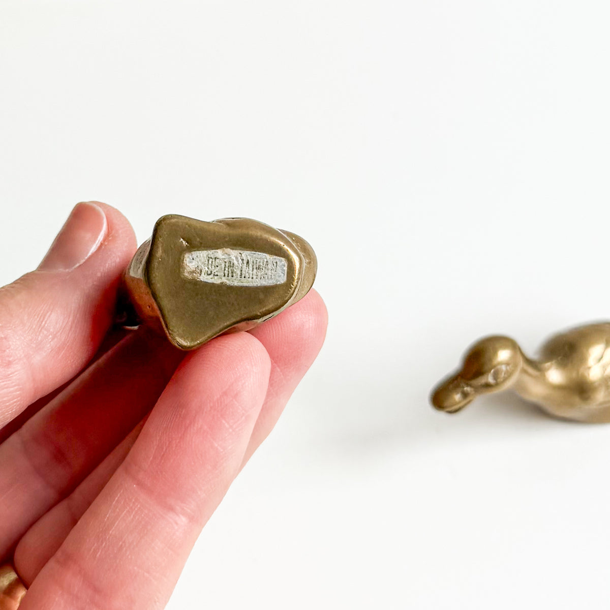 Pair of Small Brass Geese