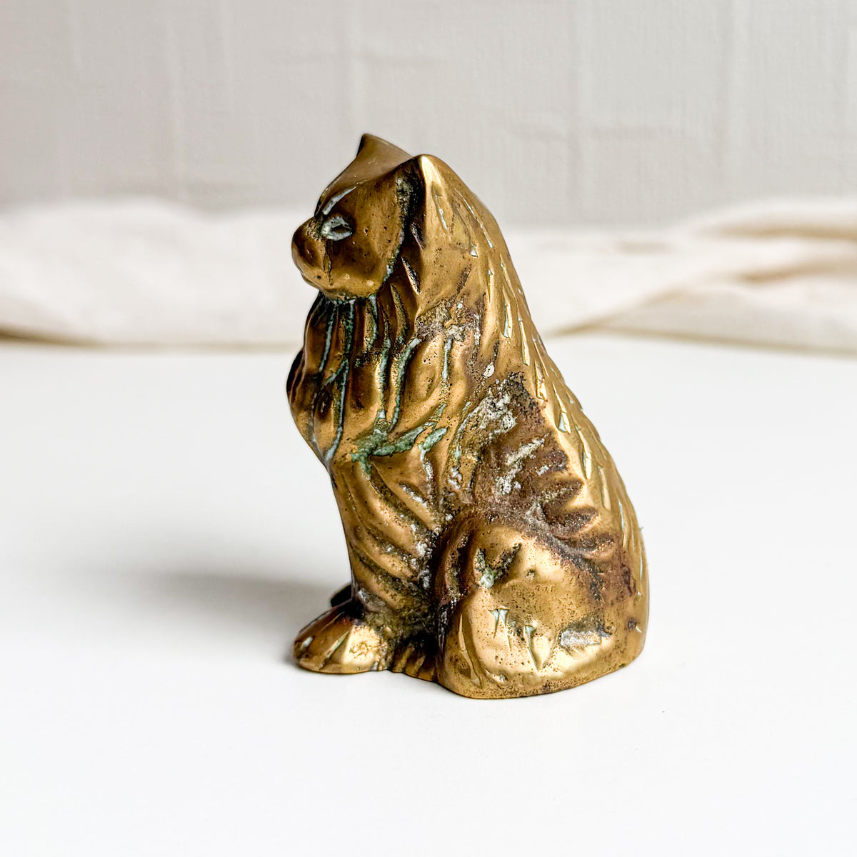Small Sitting Brass Cat
