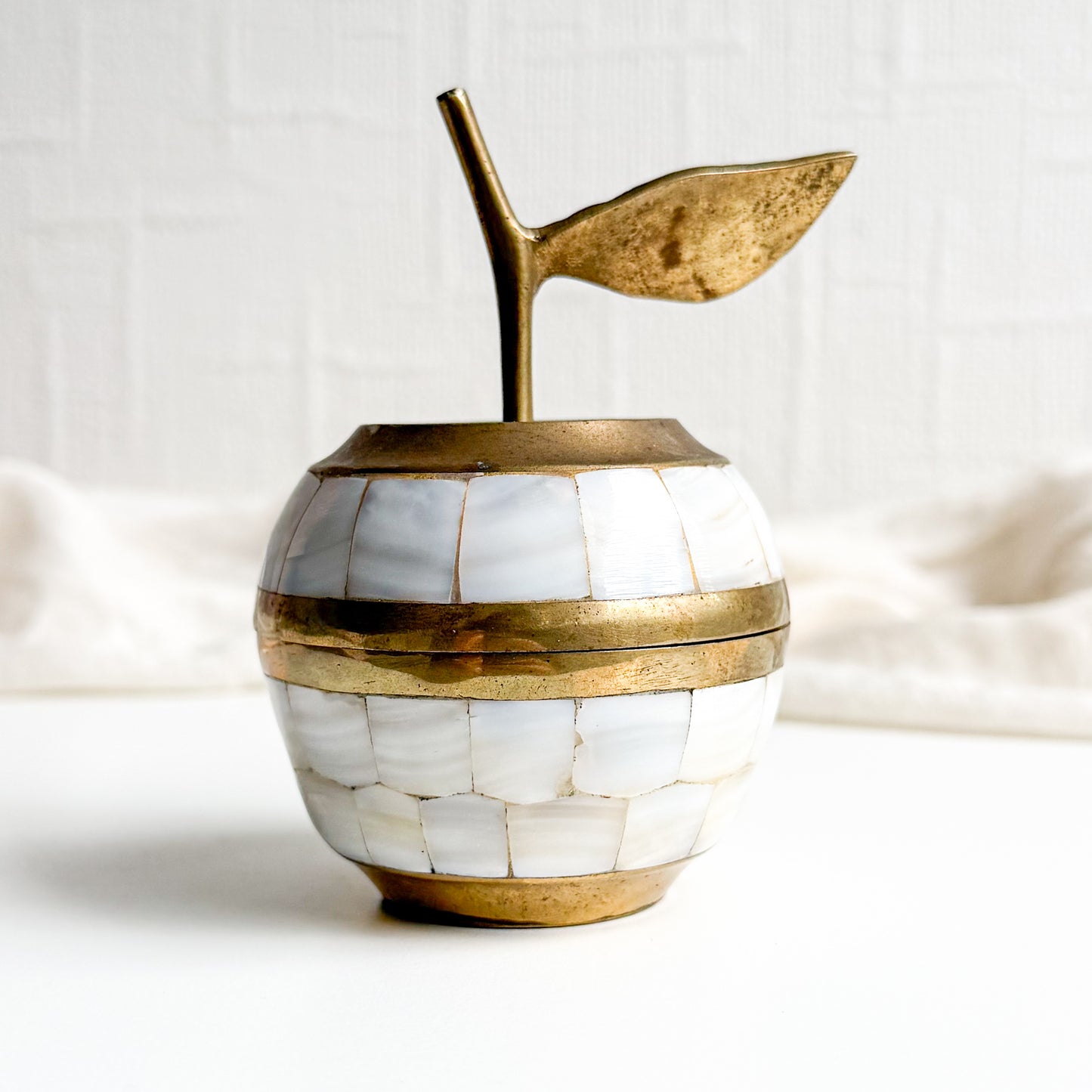 Brass and Mother of Pearl Apple Box 2