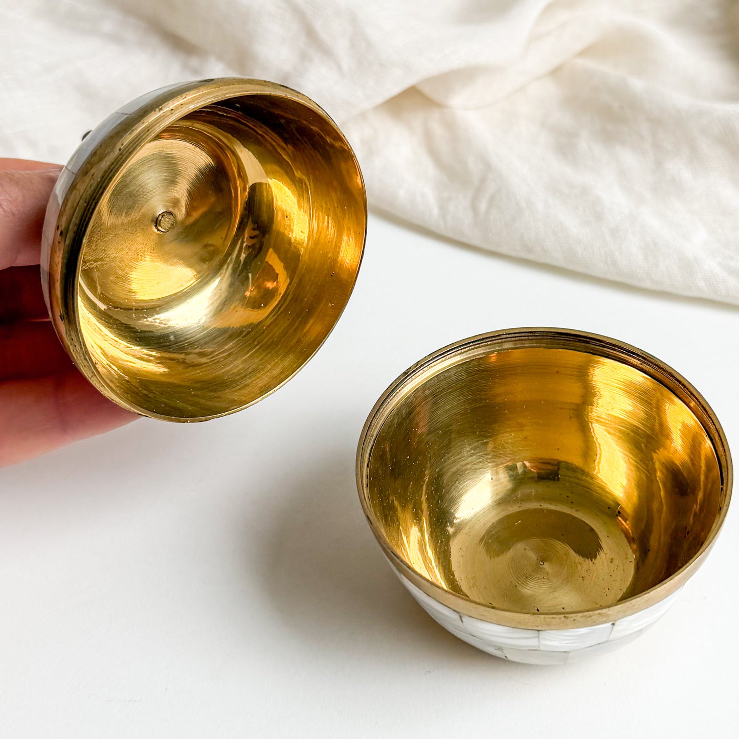 Brass and Mother of Pearl Apple Box 2