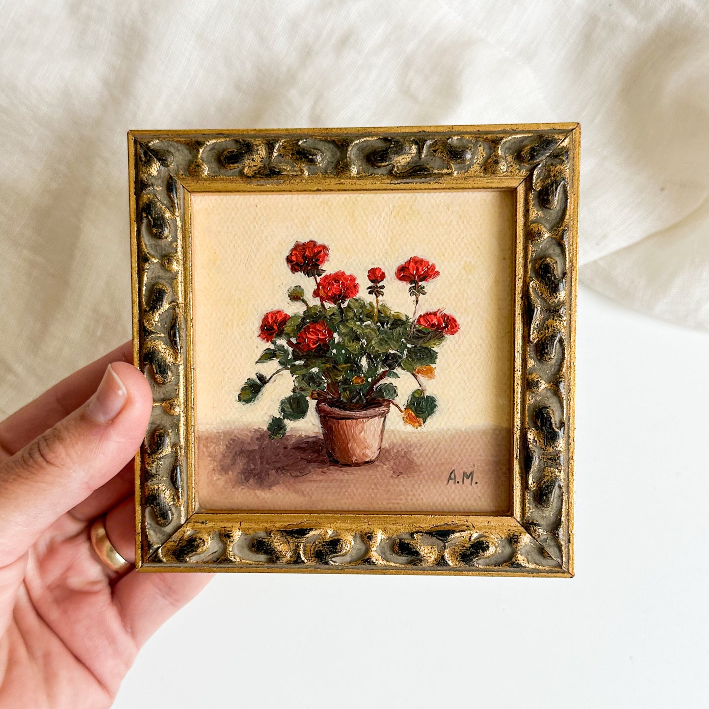 “Red in a Pot” - Original Oil Painting