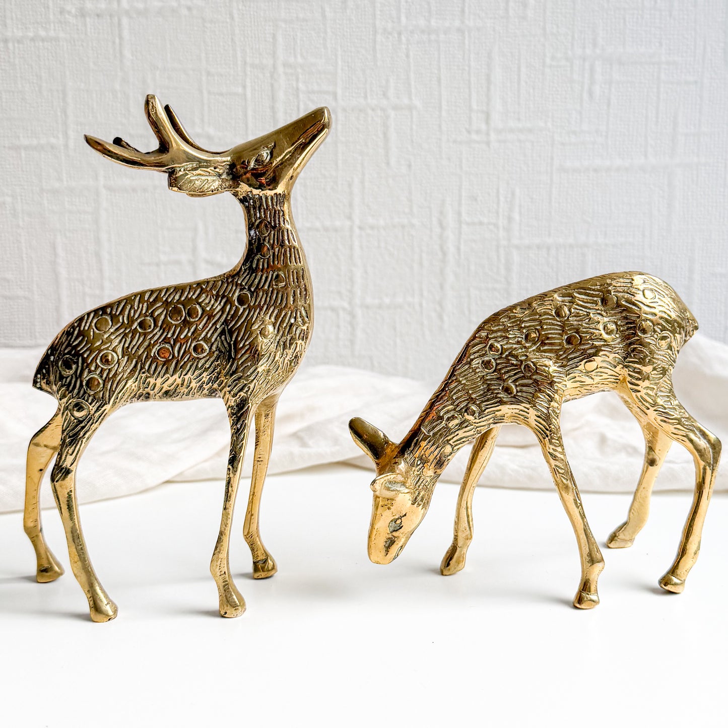Pair of Brass Deer