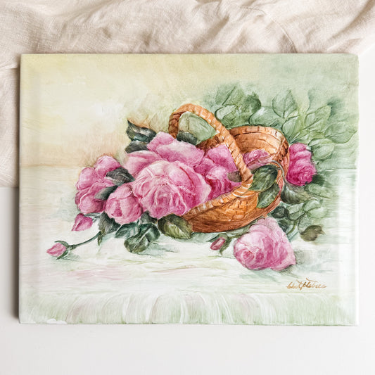 Hand Painted Floral Ceramic Tile