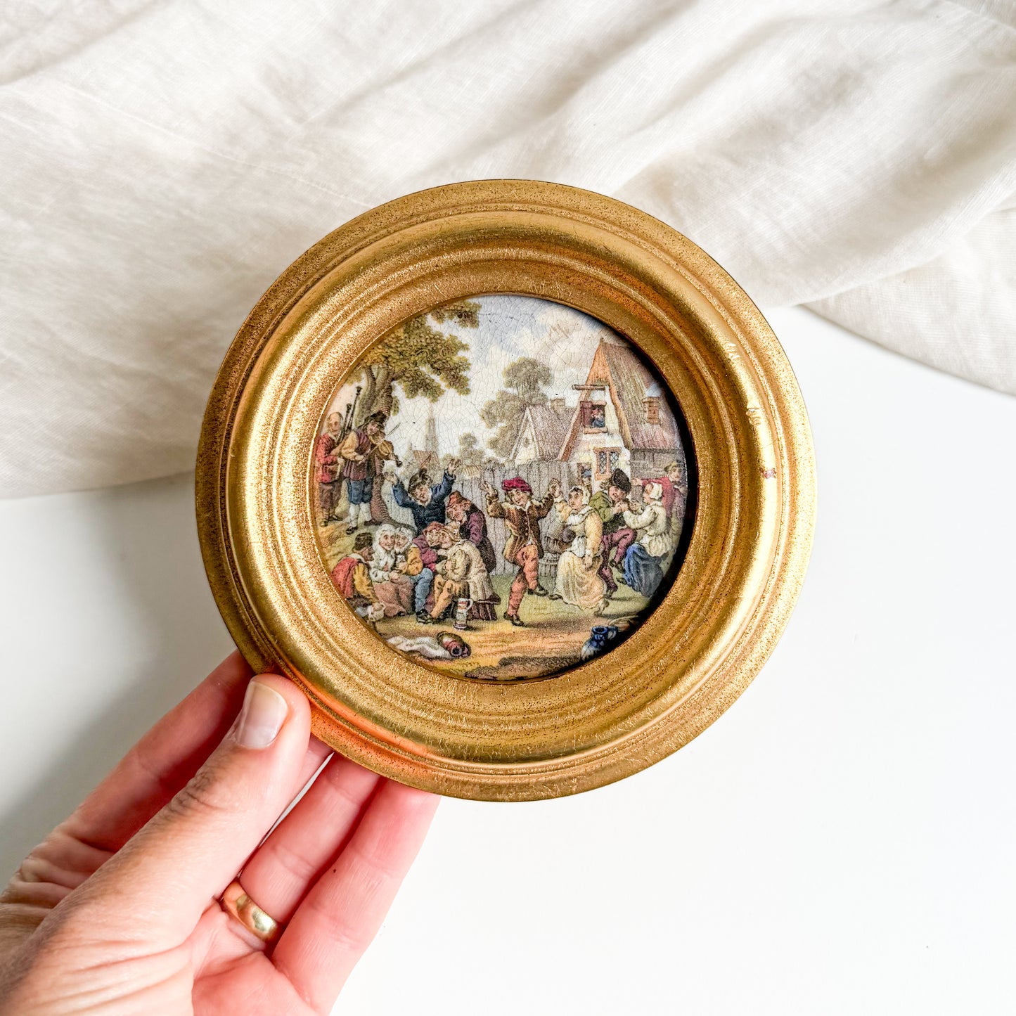 Framed Prattware Pot Lid