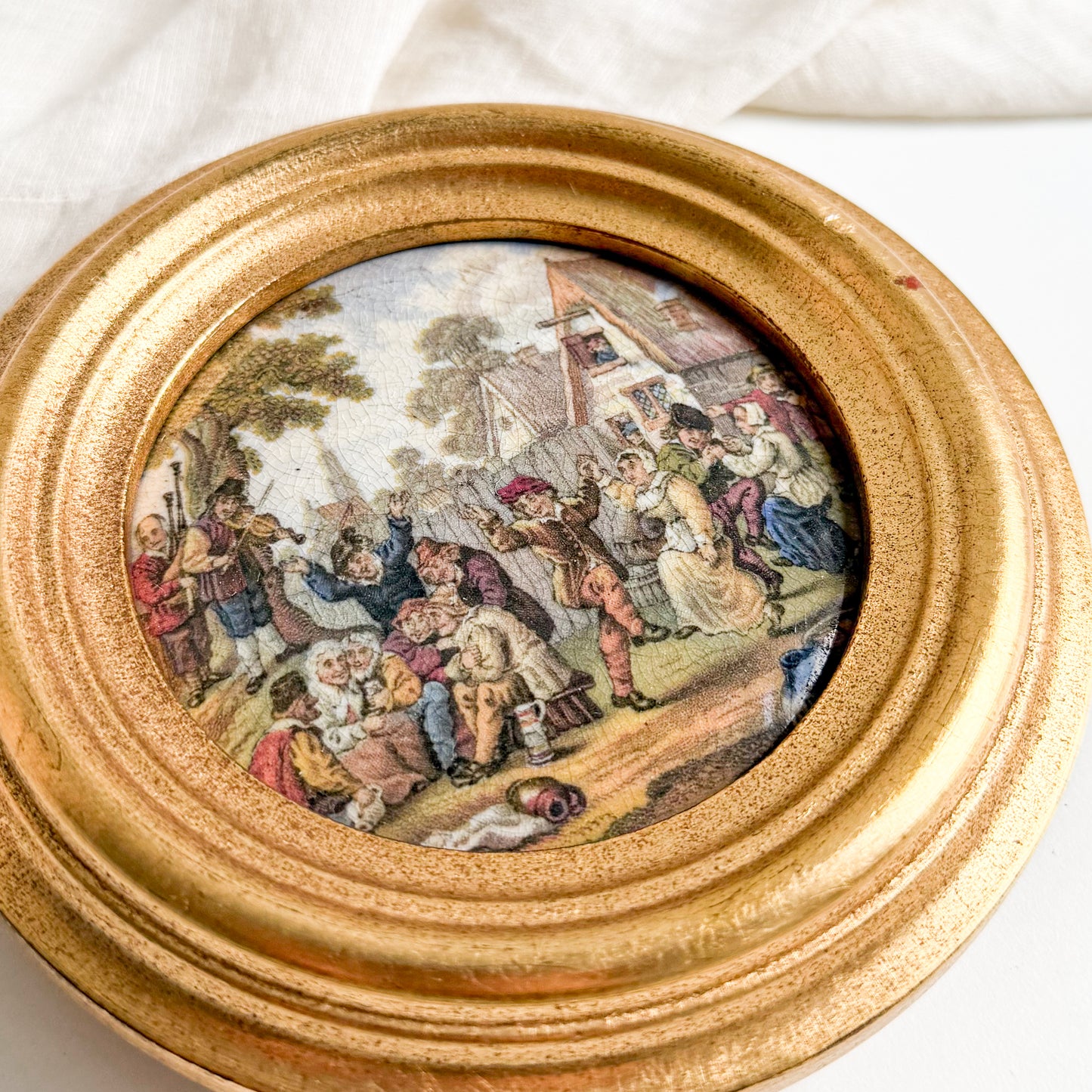 Framed Prattware Pot Lid