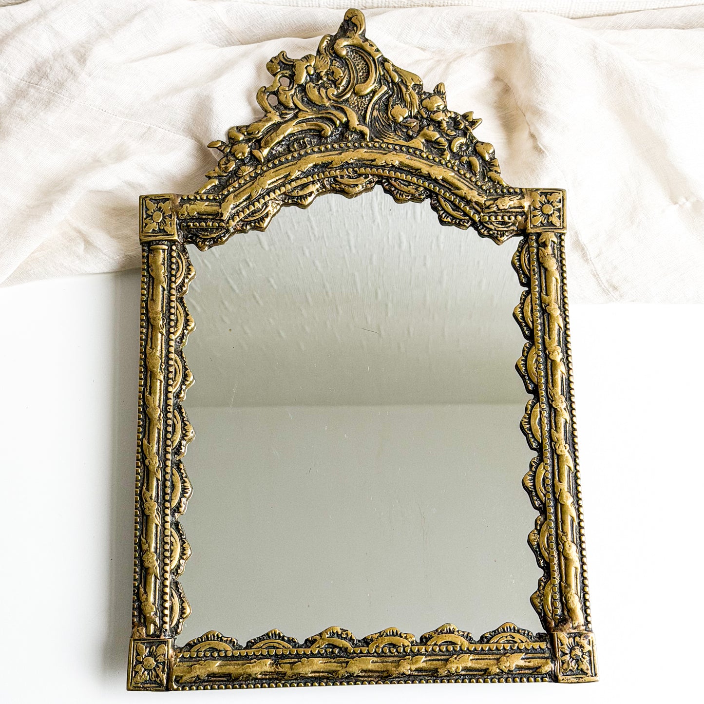 Ornate Brass Table Mirror