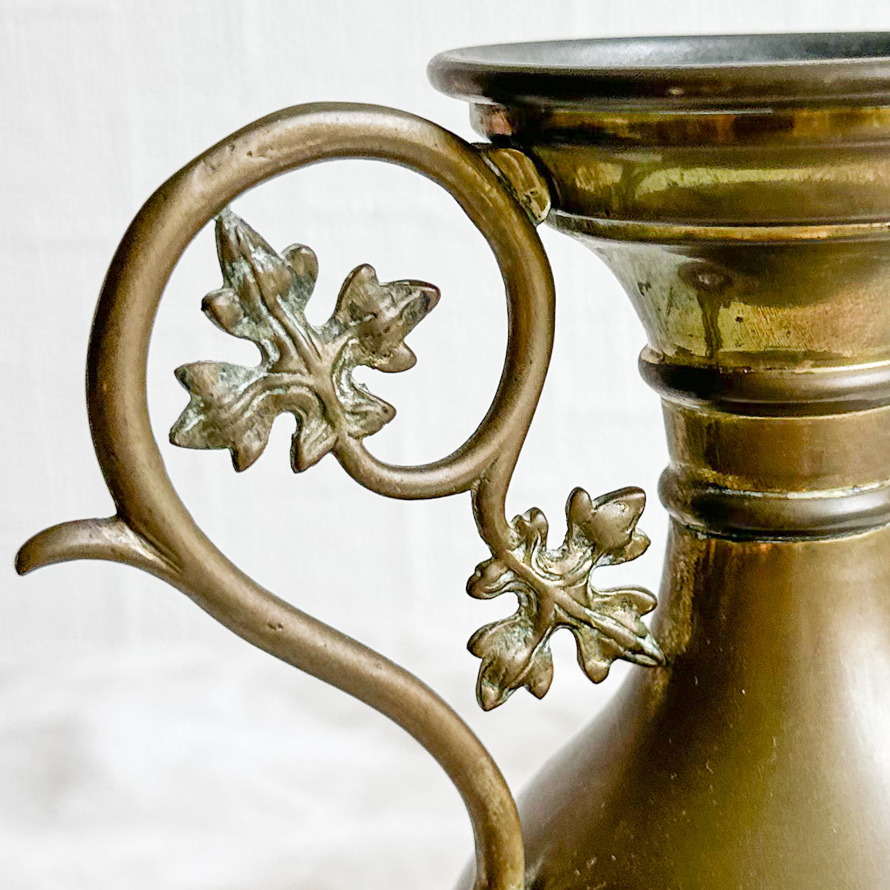 Brass Vase with Leaf Handles