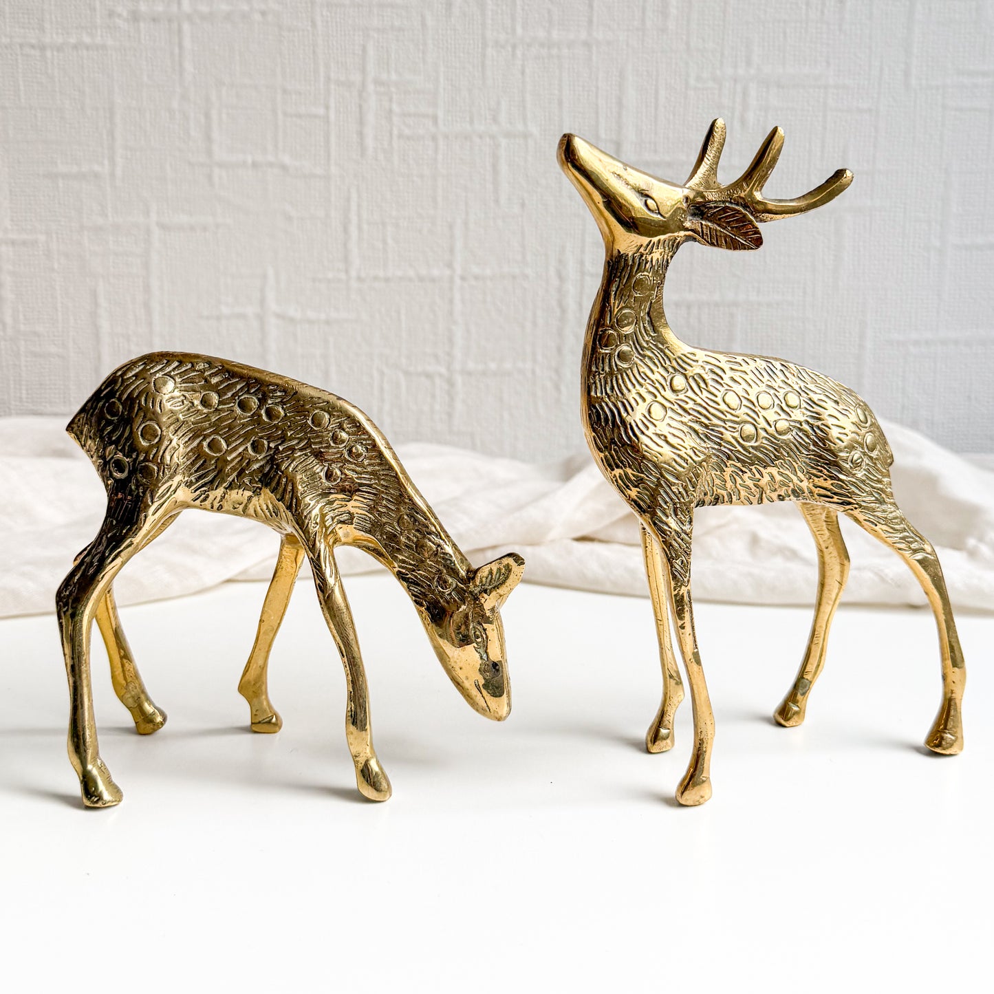Pair of Brass Deer
