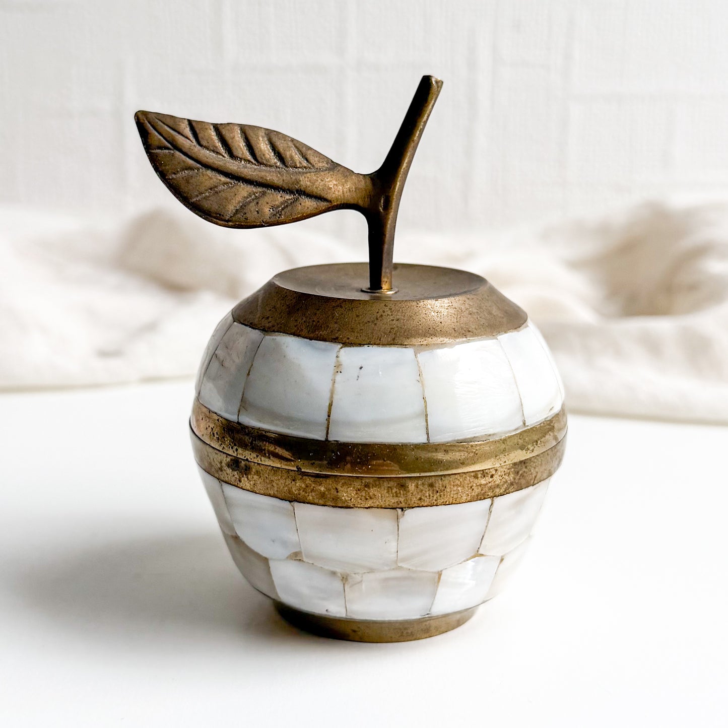 Brass and Mother of Pearl Apple Box 1