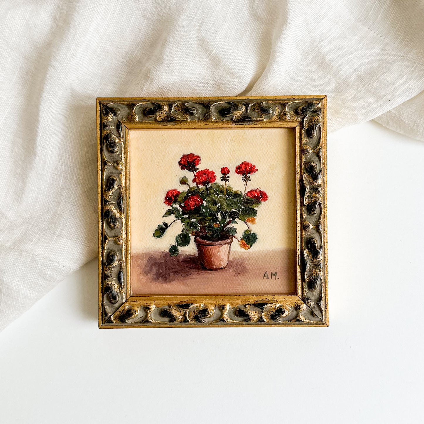 “Red in a Pot” - Original Oil Painting