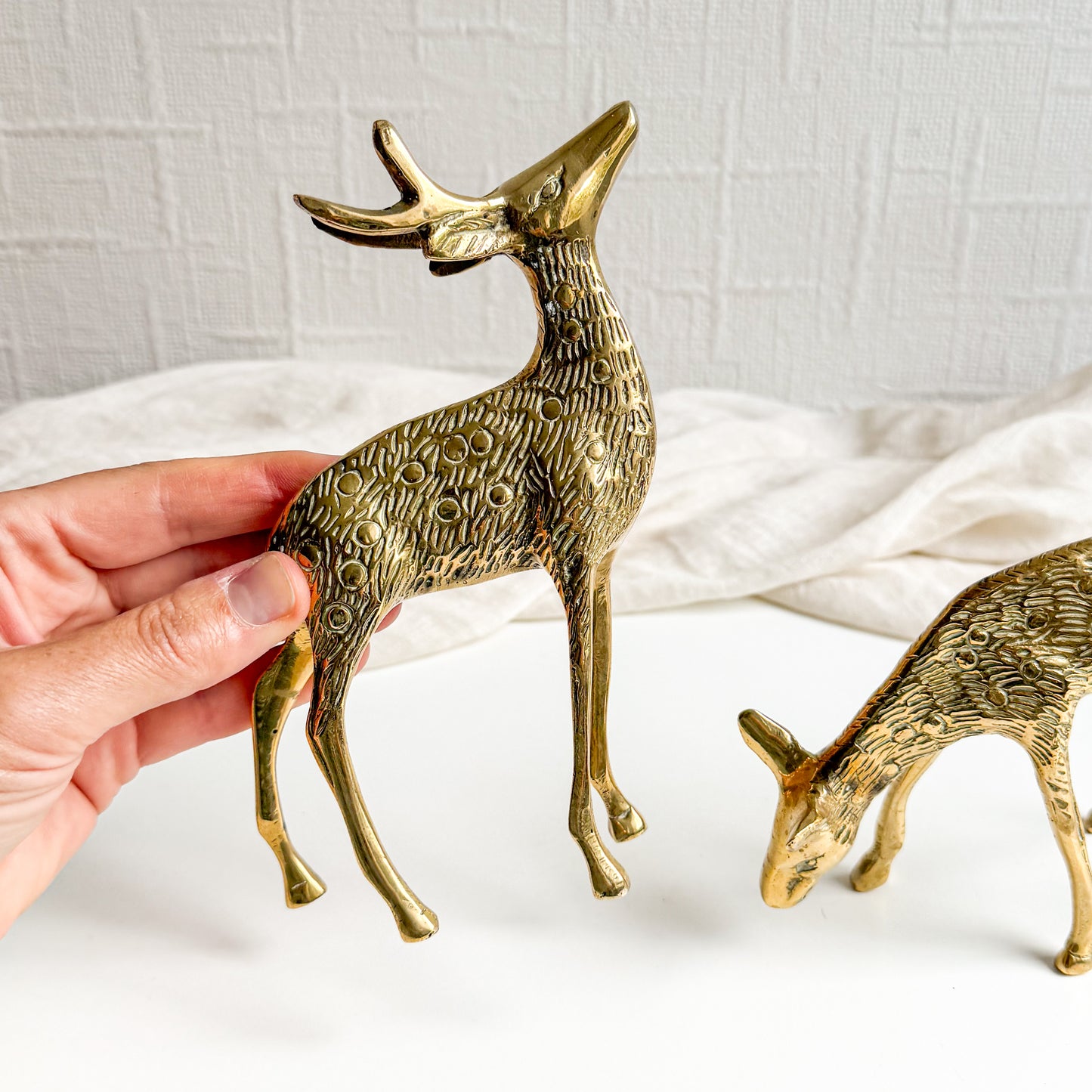 Pair of Brass Deer